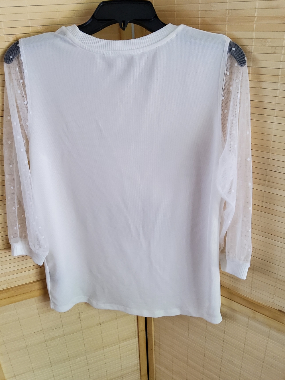 Kiss And Fly White Paris Graphic Top with Sheer Polka Dot Sleeves - Picture 5 of 6